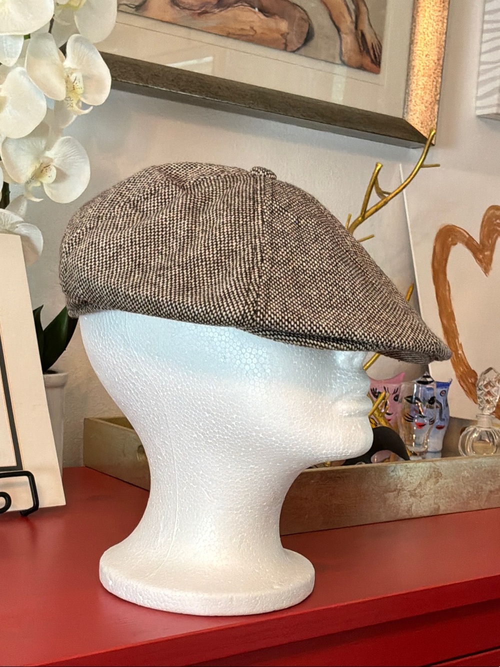 H&M Brown Tweed Newsboy Cap